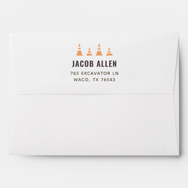 Construction Birthday Party Invitation Envelope (Back (Top Flap))