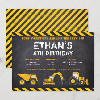 Construction Birthday Party Invitations