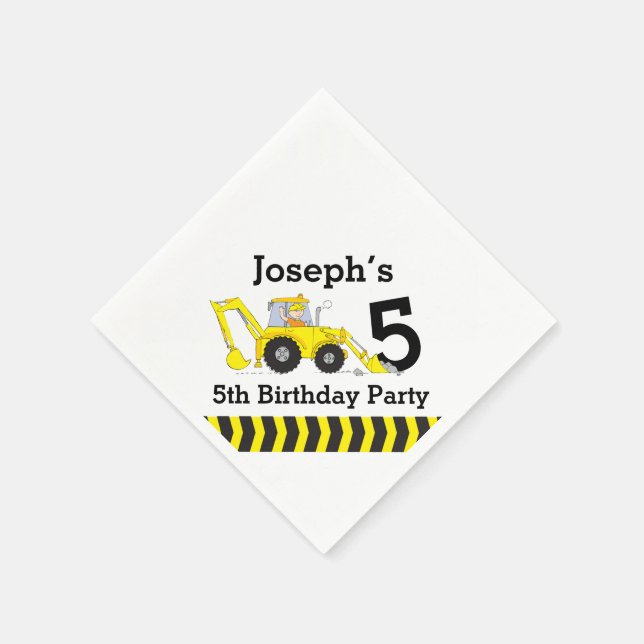 Construction birthday party kids paper napkins (Corner)