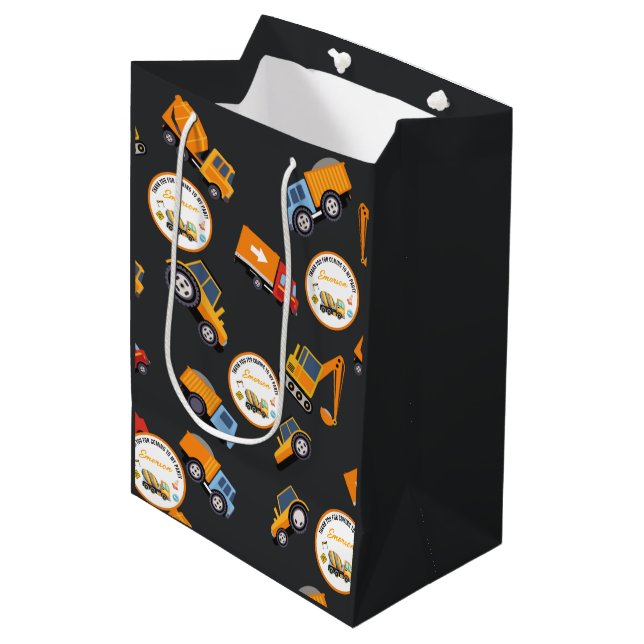 Construction Birthday Party Medium Gift Bag (Front Angled)