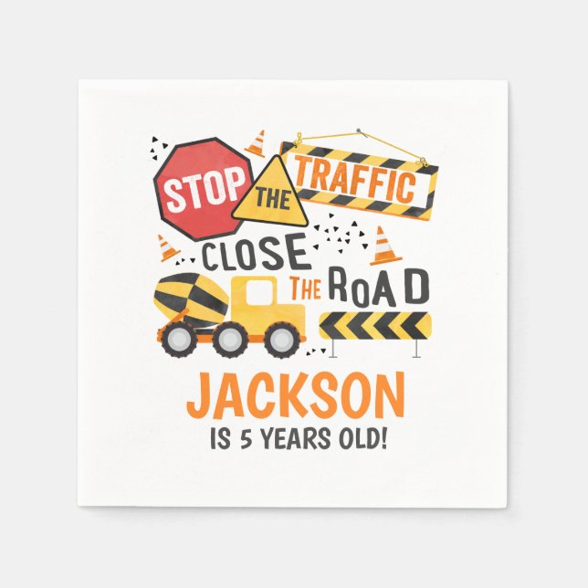 Construction Birthday Party Napkin Dump Truck (Front)