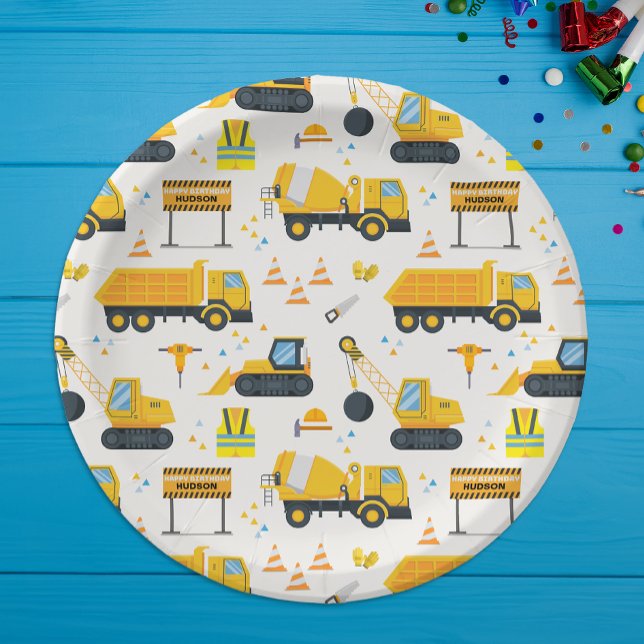 Construction Birthday Party Paper Plates (Construction Birthday Party Paper Plates)