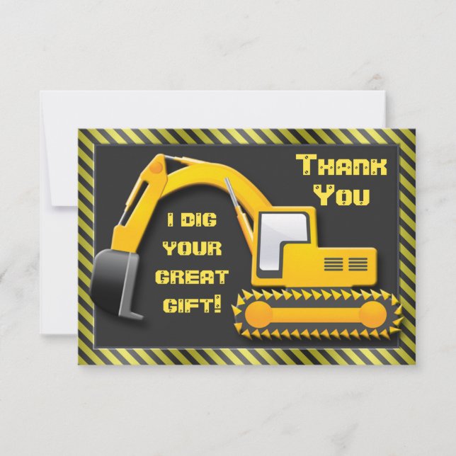 Construction Birthday Party Thank You (Front)