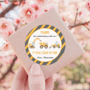 Construction Birthday Party Thank You Classic Round Sticker