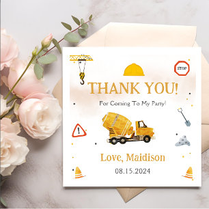 Construction  Birthday Party Thank You  Napkin