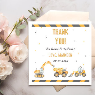 Construction Birthday Party Thank You Napkin
