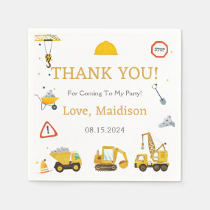 Construction Birthday Party Thank You Napkins