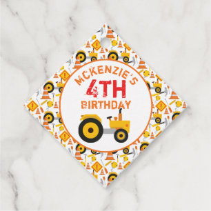 Construction Birthday Party White Favour Tags