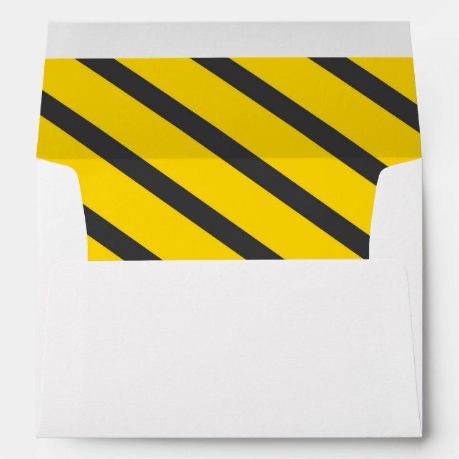 Construction birthday party yellow grey stripes envelope (Back (Bottom))