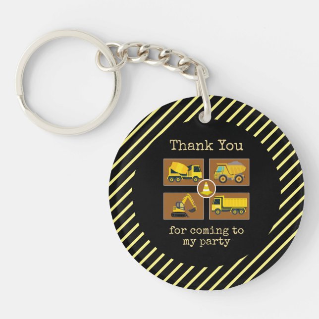 Construction Birthday Personalised Name Boy Truck  Key Ring (Front)