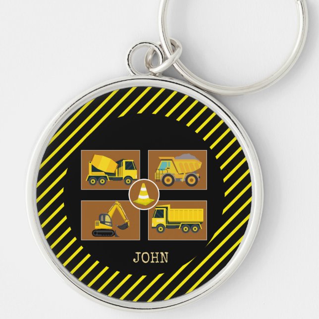 Construction Birthday Personalised Name Boy Truck  Key Ring (Front)