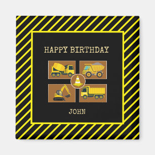 Construction Birthday Personalised Name Boy Truck  Magnet