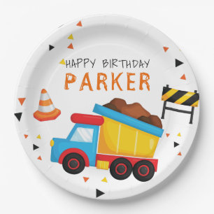 Construction Birthday Personalised Paper Plate