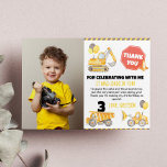 Construction Birthday Photo Thank You Card<br><div class="desc">Our Construction Birthday Thank You Cards are the perfect way to show gratitude and appreciation to your guests for celebrating with you. The design features a festive and colourful layout with space for a personalised message or a "thank you" note. They are perfect for sending out after the party to...</div>