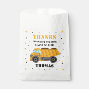 Construction birthday sand truck favour bag