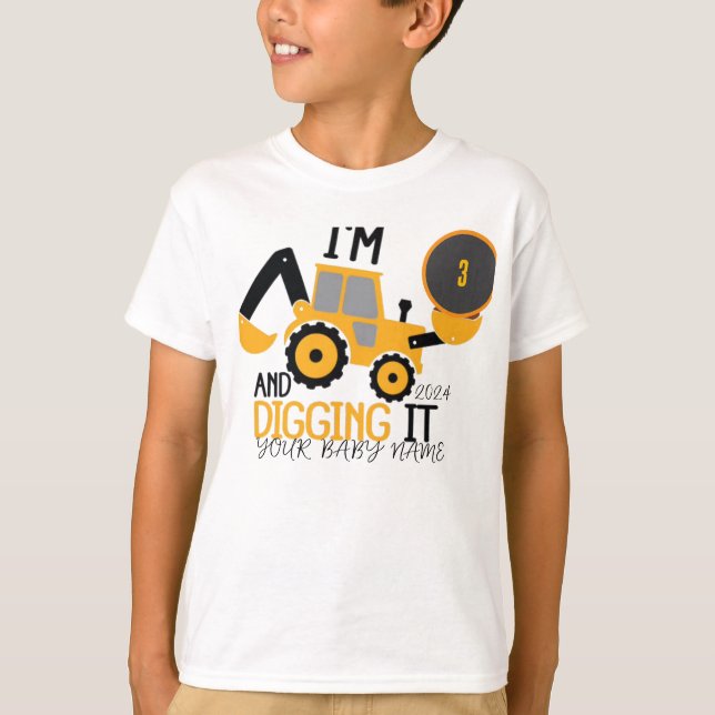 Construction Birthday Shirt, Custom Construction P T-Shirt (Front)
