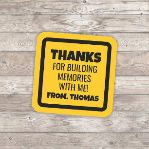 Construction Birthday Square Sticker