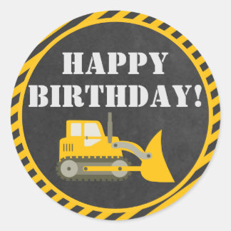 Construction Birthday Stickers