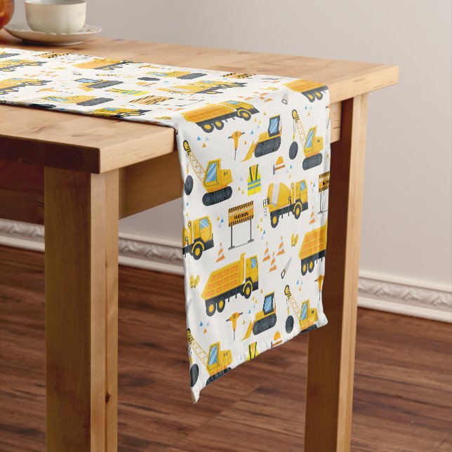 Construction Birthday Table Runner – Yellow Dump  (In Situ)