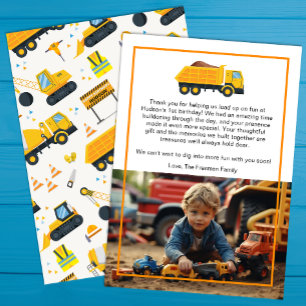 Construction Birthday Thank You Card