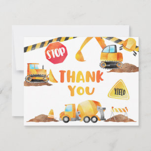 Construction Birthday Thank You Card - WH