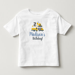 Construction  Birthday Two Vehicle Party Name  Toddler T-Shirt