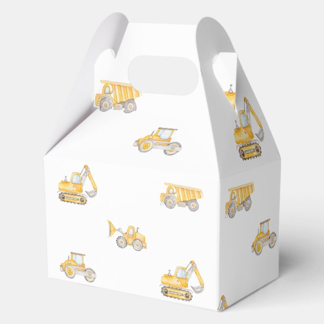 Construction Birthday Yellow Dump Trucks Birthday Favour Box (Back)