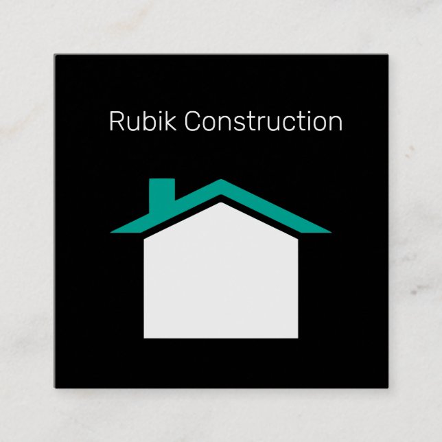 Construction Black Core Square Business Card (Front)