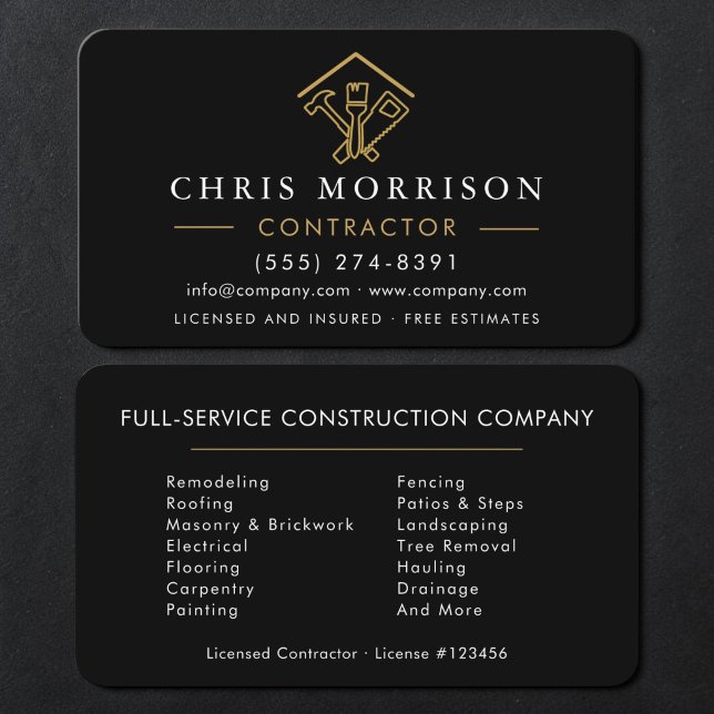 Construction Black & Gold  Business Card (Creator Uploaded)