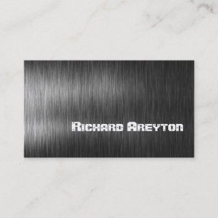 Construction black grey metal custom business card