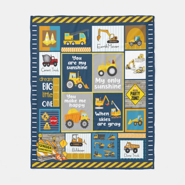 Construction Blanket, Construction Gifts Fleece Blanket (Front)