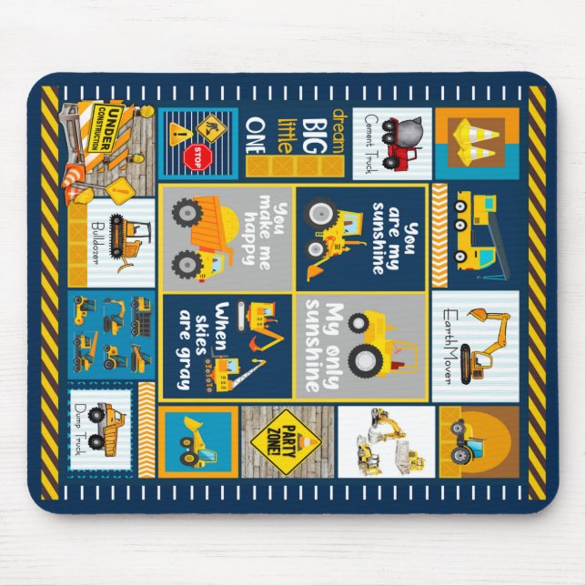 Construction Blanket, Construction Gifts Mouse Mat (Front)