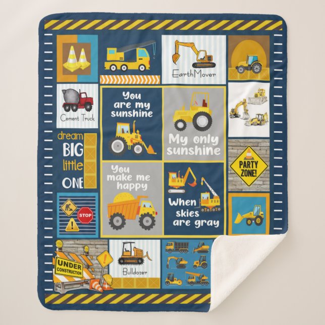 Construction Blanket, Construction Gifts Sherpa Blanket (Front)