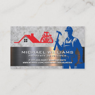Construction   Blue Collar   Home Remodeling Business Card