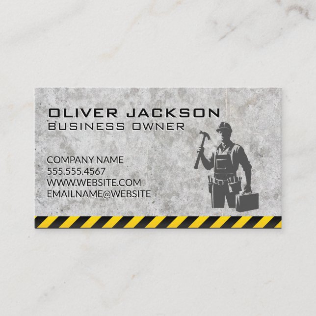 Construction Blue Collar Worker Business Card (Front)