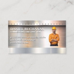 Construction Blue Collar Worker   Carpentry Business Card