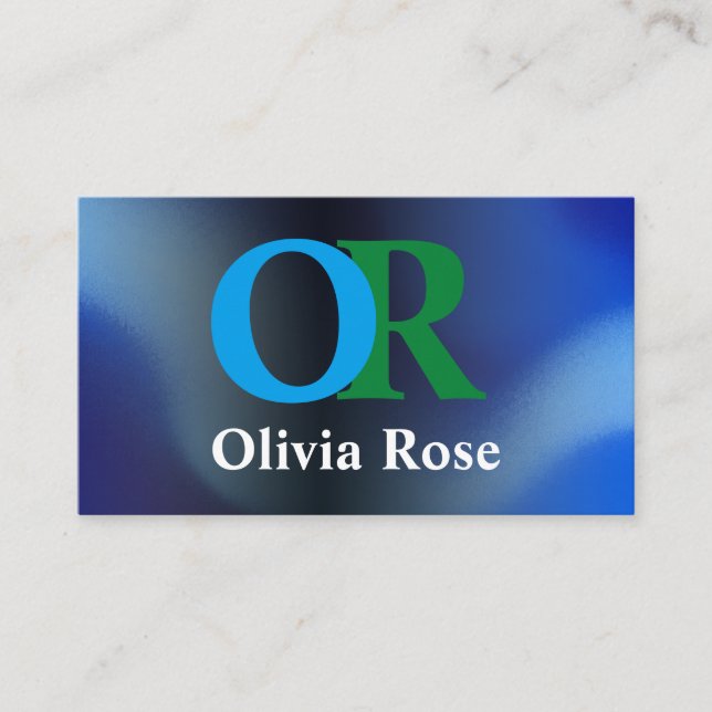Construction Blue Monogram Business Card (Front)