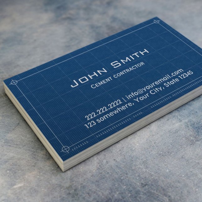 Construction Blueprint Cement Contractor Business Card (Creator Uploaded)