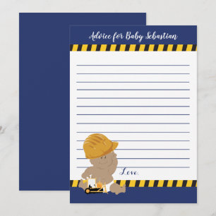 Construction Boy Baby Shower Advice Cards