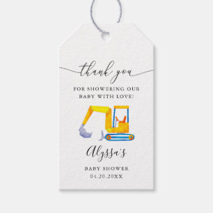 Construction Boy Baby Shower Favour Gift Tags