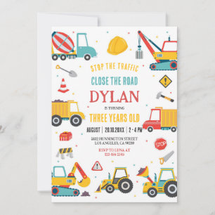 Construction Boy Birthday Invitation