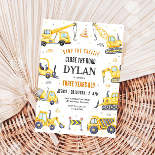 Construction Boy Birthday Invitation