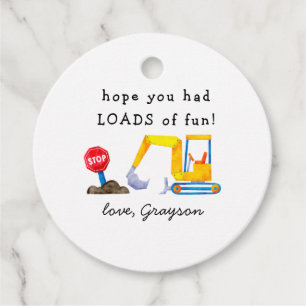Construction Boy Birthday Party LOADS of fun Favour Tags