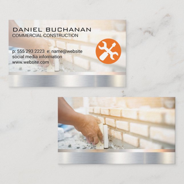 Construction | Brick Layer | Builder Logo Business Card (Front/Back)