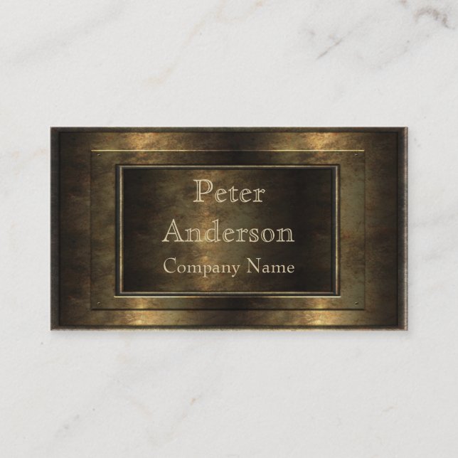Construction Bronze Metal Frame Business Card (Front)