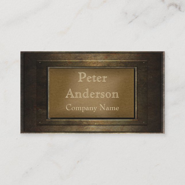 Construction Bronze Metal Frame Business Card (Front)