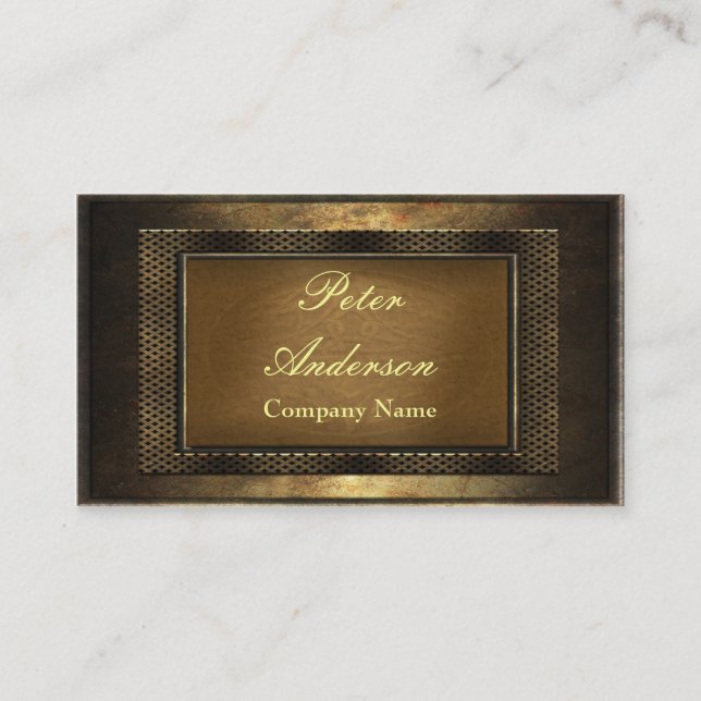 Construction Bronze Metal Frame Business Card (Front)