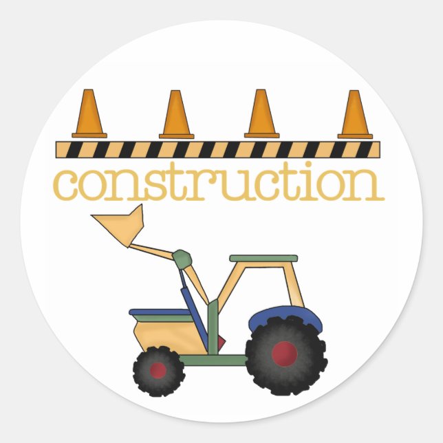Construction Bucket Loader Classic Round Sticker (Front)