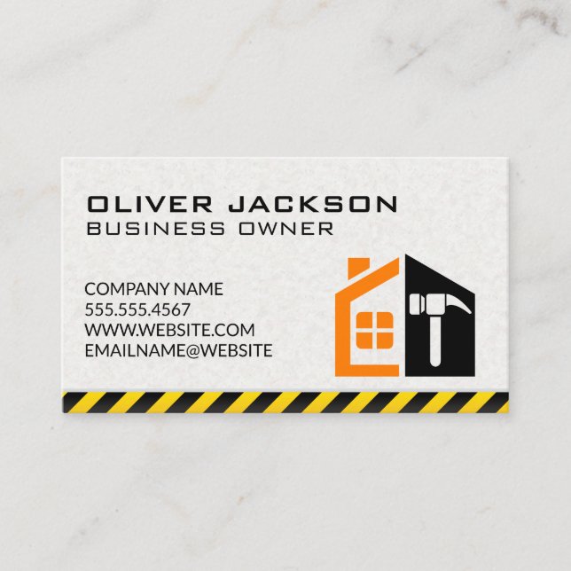 Construction Build Home Illustration Business Card (Front)