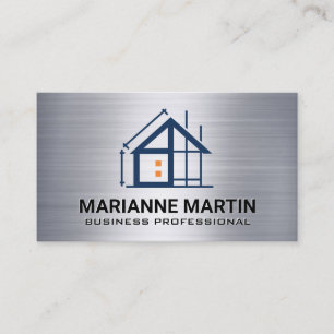 Construction Build Logo Metal Contractor Business Card